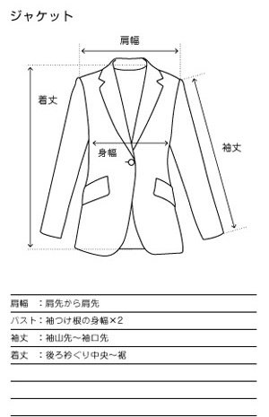 ジャケットのサイズ画像