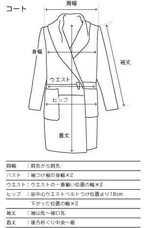 コートのサイズ画像